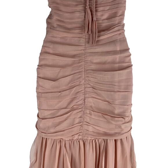 Veronica Beard Lucine Ruched Silk Halter Neck Maxi Dress Size 12 - Picture 10 of 13